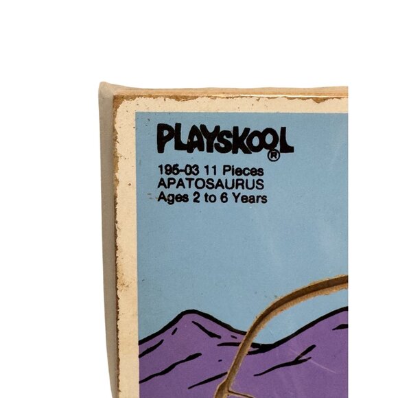 Vintage 1987 Playskool Definitely Dinosaurs Blue Apatosaurus Wood Tray Puzzle - Picture 3 of 5